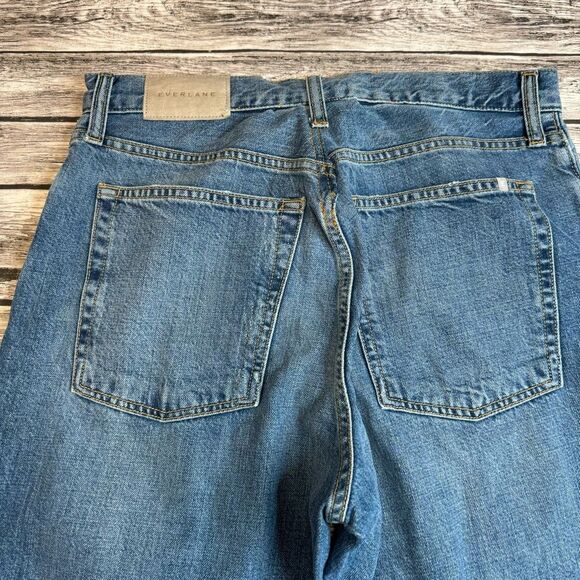 Everlane Women's Distressed Ripped Straight Leg Button Fly Tapered Jeans 31 Blue - Picture 7 of 13